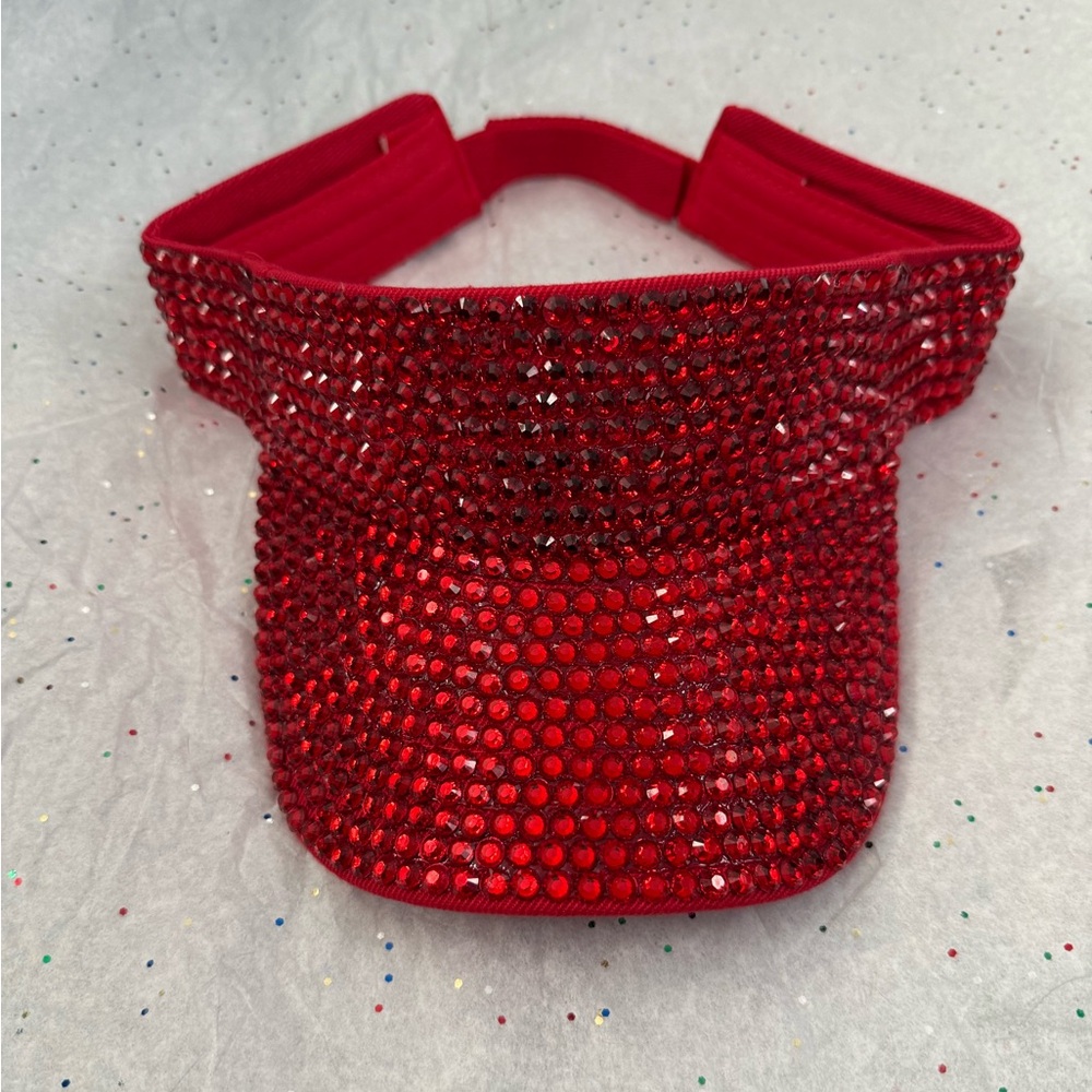 Red Rhinestone Visor nwot
